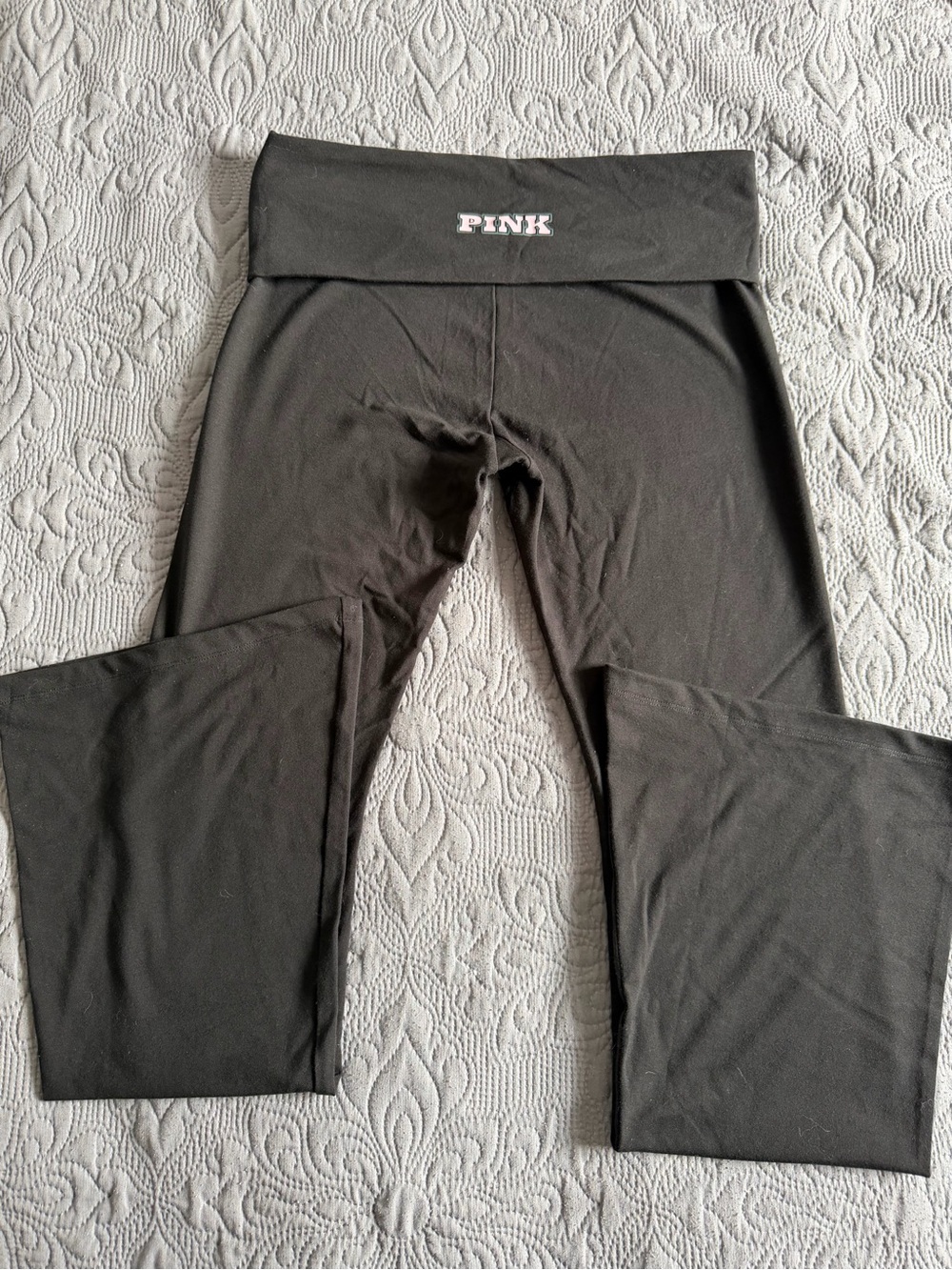 Victoria's Secret PINK Black Fold-Over Waist Yoga Pants